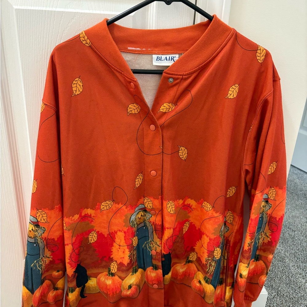 Vintage Blair Orange Fall-Themed Button-Up Jacket